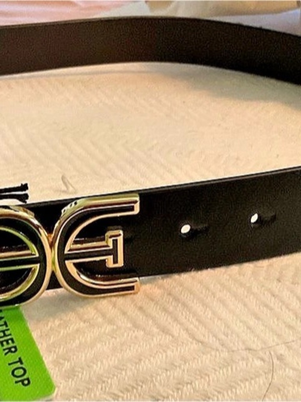 Sam Edelman Style 35MM Logo Belt Black & Gold